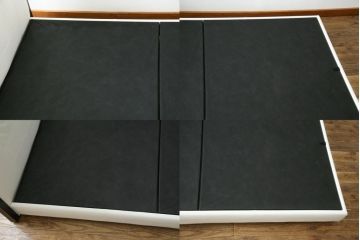中古　美品　IDC大塚家具オリジナル　「ジオR」　合皮　モダンでシャープなデザインが格好良いセミダブルベッドフレーム(定価約15万円)(ベッド)(R-059378)