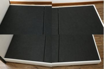 中古　美品　IDC大塚家具オリジナル　「ジオR」　合皮　モダンでシャープなデザインが格好良いダブルベッドフレーム(定価約167000円)(ベッド)(R-059379)