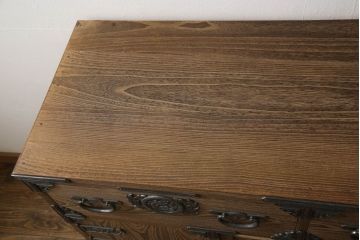 中古　美品　国産職人手造り　個性的な見た目と上質なつくりが魅力的な総桐箪笥(定価約100万円)(和箪笥、桐たんす、収納箪笥、整理箪笥)(R-059380)