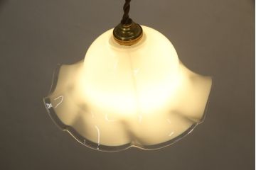 ヴィンテージ照明　イギリスビンテージ　上品なフリルシェードのペンダントライト(ランプシェード、天井照明、吊り下げ照明)(R-059393)