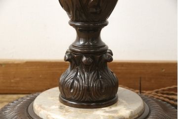 アンティーク照明　大正ロマン　彫刻入り　空間を優しい雰囲気に包むフロアスタンド(フロアライト、スタンド照明)(R-059394)