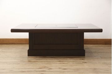 中古　美品　九州民芸家具　欅(ケヤキ)材　シンプルなデザインの囲炉裏テーブル(座卓、ローテーブル、木製火鉢)(R-059412)