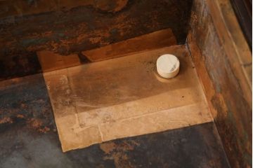 中古　美品　九州民芸家具　欅(ケヤキ)材　シンプルなデザインの囲炉裏テーブル(座卓、ローテーブル、木製火鉢)(R-059412)