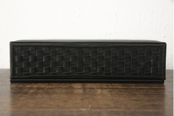 中古　Cassinaixc.(カッシーナイクスシー)　イクスシーオリジナル　ブラック　レザーティッシュボックス(ティッシュケース、黒)(R-059421)