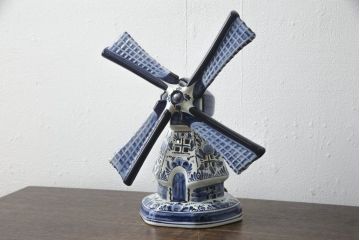 中古　希少!!　磁器製　オランダ　風車デザイン　可愛らしいディスプレイとして楽しめるテーブルスタンド(デスクスタンド、スタンドライト、卓上照明)(R-059423)