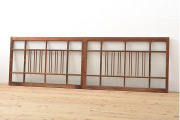 アンティーク建具　大正ロマンの雰囲気あふれるガラス窓2枚セット(ガラス戸、引き戸、建具)(R-059429)