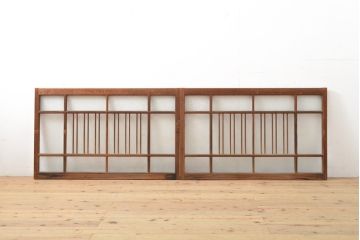 アンティーク建具　大正ロマンの雰囲気あふれるガラス窓2枚セット(ガラス戸、引き戸、建具)(R-059429)