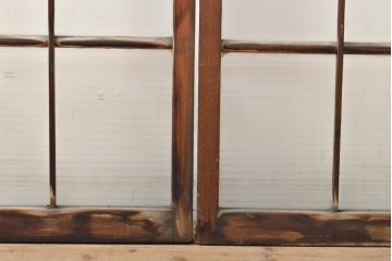 アンティーク建具　モールガラス入りで柔らかな印象のガラス窓2枚セット(ガラス戸、引き戸、建具)(R-059430)