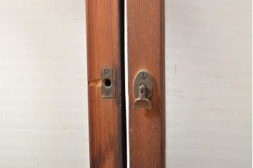 アンティーク建具　モールガラス入りで柔らかな印象のガラス窓2枚セット(ガラス戸、引き戸、建具)(R-059430)