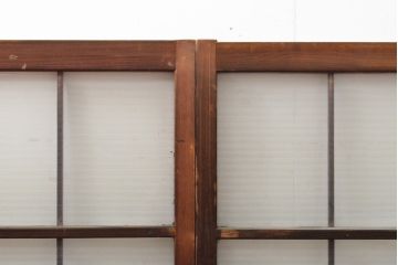 アンティーク建具　モールガラス入りで柔らかな印象のガラス窓2枚セット(ガラス戸、引き戸、建具)(R-059430)