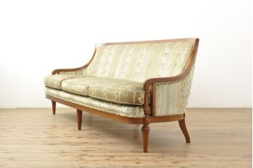 中古　美品　DREXEL HERITAGE(ドレクセルヘリテイジ)　落ち着いた色合いと品のある柄が優雅な雰囲気を醸し出す3人掛けソファ(三人掛け、3P)(R-059435)