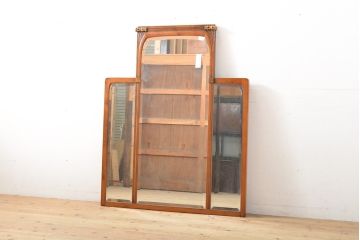 中古　美品　イタリア高級家具　メデア(Medea)　三分割されたデザインが珍しいウォールミラー(壁掛け鏡)(R-059436)