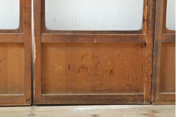 アンティーク建具　昭和中期　レトロな雰囲気で人気の銀モール入り!　ガラス戸4枚セット(引き戸、建具)(R-059439)