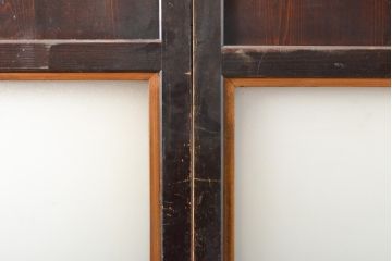 アンティーク建具　明治〜大正　レーザー組子入れます!　ガラス帯戸2枚セット(引き戸、ガラス戸、組子建具、レーザー組子板戸)(R-059442)
