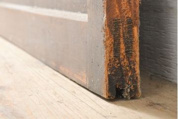 アンティーク建具　明治〜大正　レーザー組子入れます!　ガラス帯戸2枚セット(引き戸、ガラス戸、組子建具、レーザー組子板戸)(R-059442)
