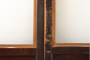 アンティーク建具　明治〜大正　レーザー組子入れます!　ガラス帯戸2枚セット(引き戸、ガラス戸、組子建具、レーザー組子板戸)(R-059442)