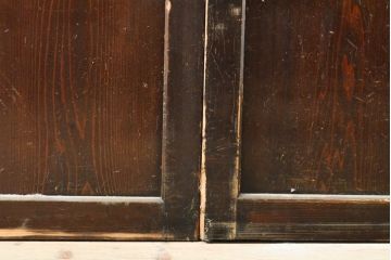 アンティーク建具　明治〜大正　レーザー組子入れます!　ガラス帯戸2枚セット(引き戸、ガラス戸、組子建具、レーザー組子板戸)(R-059442)
