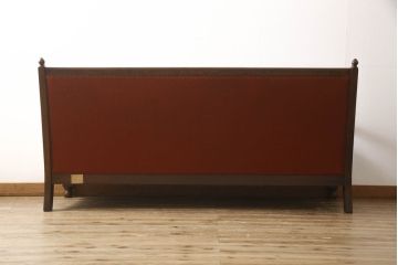 和製ビンテージ　オランダ柄　オーク材　起立木工　重厚でクラシカルな雰囲気と温かみを兼ね備えた3人掛けソファ(三人掛け、3P、ヴィンテージ)(R-059451)