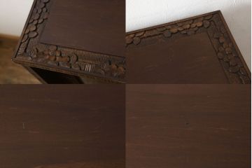 中古　美品　軽井沢彫り　隅々まで施された桜の彫刻が美しい収納棚(戸棚、飾り棚、キャビネット)(R-059454)