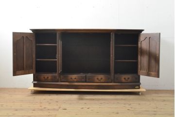 中古　美品　渡部木工　エスカルゴ　ナラ材　凝った造りが素敵なサイドボード(定価約50万円)(収納棚、戸棚、リビングボード)(R-059469)