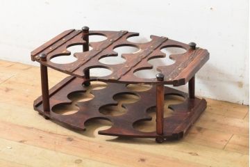 ビンテージ家具　ディスプレイとしてもおすすめ!ワイン樽の凝ったデザインがおしゃれなワインラック(ワイン収納、ワインストレージ、店舗什器)(R-059478)