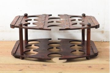 ビンテージ家具　ディスプレイとしてもおすすめ!ワイン樽の凝ったデザインがおしゃれなワインラック(ワイン収納、ワインストレージ、店舗什器)(R-059478)