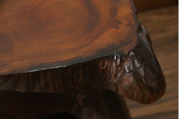 和製ビンテージ　民芸家具　総欅(ケヤキ)材　木そのものの味わいが魅力的なスツール(木製チェア、椅子、イス、花台、飾り台、ヴィンテージ)(R-059480)