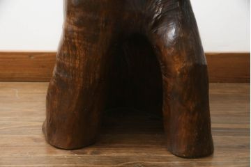 和製ビンテージ　民芸家具　総欅(ケヤキ)材　木そのものの味わいが魅力的なスツール(木製チェア、椅子、イス、花台、飾り台、ヴィンテージ)(R-059480)