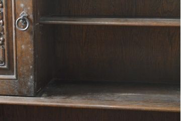 和製ビンテージ　神戸洋家具　永田良介商店　落ち着いた色合いとクラシカルな佇まいが魅力的なキャビネット(食器棚、カップボード、収納棚、飾り棚、ヴィンテージ)(R-059482)