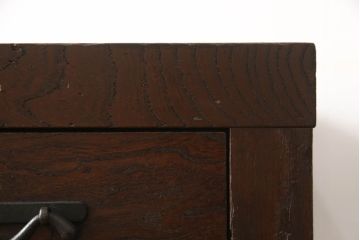 和製アンティーク　前面・側面ケヤキ材　時代を経た趣あふれる佇まいが印象的な美濃帳場箪笥・下段(収納箪笥、時代箪笥、和タンス)(R-059490)