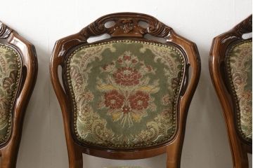 中古　美品　イタリア　Mobile Classico(モバイル・クラシコ)　ロココ調　エレガントな雰囲気を醸し出すダイニングチェア4脚セット(4脚定価 約32万円)(椅子、イス)(R-059497)