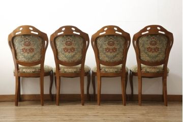 中古　美品　イタリア　Mobile Classico(モバイル・クラシコ)　ロココ調　エレガントな雰囲気を醸し出すダイニングチェア4脚セット(4脚定価 約32万円)(椅子、イス)(R-059497)