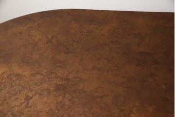 中古　美品　イタリア　Mobile Classico(モバイル・クラシコ)　ロココ調　天板のさりげない象嵌が上品なダイニングテーブル(6人掛け、オーバルテーブル)(R-059499)