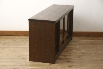 ラフジュ工房オリジナル　古建具リメイク　整然と並ぶ桟がモダンな雰囲気を醸し出すテレビ台(テレビボード、ローボード、収納棚、戸棚、リビングボード)(R-059500)
