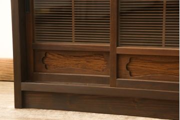 ラフジュ工房オリジナル　古建具リメイク　整然と並ぶ桟がモダンな雰囲気を醸し出すテレビ台(テレビボード、ローボード、収納棚、戸棚、リビングボード)(R-059500)