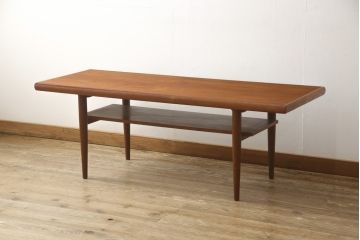 ヴィンテージ家具　デンマークビンテージ　チーク材　シンプルでスタイリッシュな空間を演出するセンターテーブル(リビングテーブル、ローテーブル、北欧)(R-059503)