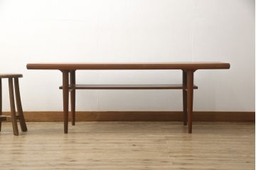 ヴィンテージ家具　デンマークビンテージ　チーク材　シンプルでスタイリッシュな空間を演出するセンターテーブル(リビングテーブル、ローテーブル、北欧)(R-059503)