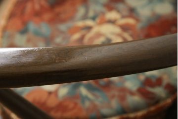 イギリスビンテージ　ERCOL(アーコール)　シンプルなクッション付きフープバックアームチェア(ウィンザーチェア、板座チェア、椅子、イス、1人掛け、ヴィンテージ、ウインザーチェア)(R-059506)
