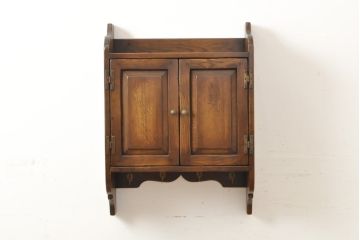 和製ヴィンテージ　オーク材　NAKAZAWA FURNITURE　エレガントな佇まいが魅力的なウォールラック(壁掛け収納棚、吊り棚、ウォールシェルフ、ビンテージ)(R-059513)