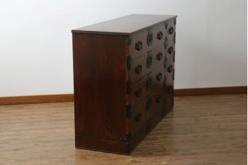 中古　岩谷堂箪笥　天板リメイク　引き出し8杯　和の趣あふれる衣装箪笥(和タンス、重ね箪笥、引き出し)(R-059527)