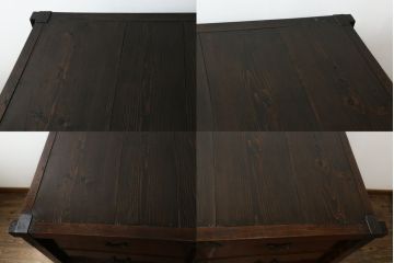 アンティーク家具　古民具　骨董　江戸明治期の三国車箪笥(R-059535)