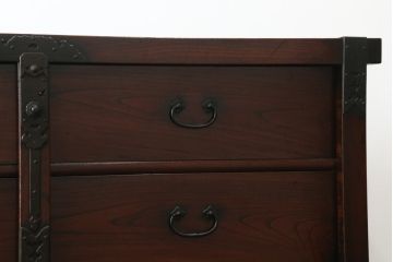 アンティーク家具　古民具　骨董　江戸明治期の三国車箪笥(R-059535)