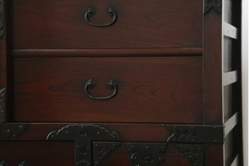 アンティーク家具　古民具　骨董　江戸明治期の三国車箪笥(R-059535)