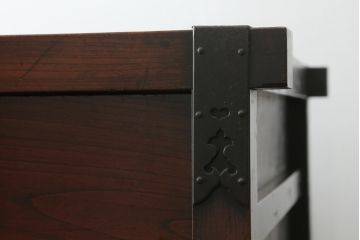 アンティーク家具　古民具　骨董　江戸明治期の三国車箪笥(R-059535)