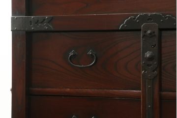 アンティーク家具　古民具　骨董　江戸明治期の三国車箪笥(R-059535)