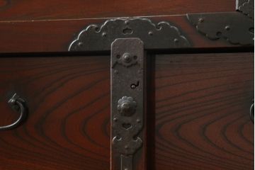 アンティーク家具　古民具　骨董　江戸明治期の三国車箪笥(R-059535)