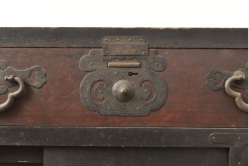 和製アンティーク　明治期　渋い佇まいが魅力的な松本帳場箪笥(和箪笥、時代箪笥、収納たんす、整理箪笥)(R-059536)