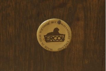 イギリスビンテージ　ERCOL(アーコール)　ナチュラルテイストのお部屋におすすめ! シンプルなクッション付きフープバックアームチェア(ウィンザーチェア、板座チェア、椅子、イス、1人掛け、ヴィンテージ、ウインザーチェア)(R-059538)
