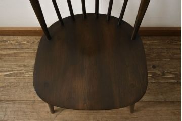 イギリスビンテージ　ERCOL(アーコール)　華やかなクッション付きフープバックチェア(ウィンザーチェア、板座チェア、椅子、イス、1人掛け、ヴィンテージ、ウインザーチェア)(R-059540)