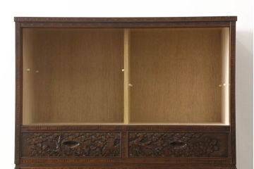 中古　伝統工芸・軽井沢彫り　大坂屋製　満開に咲く桜の彫りが見事な整理タンス(引き出し、チェスト、洋服タンス)(R-059541)
